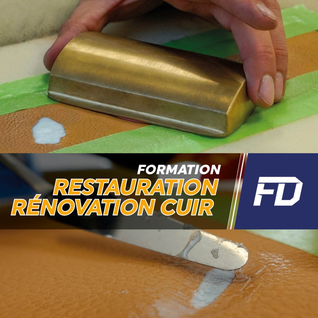 Visuel formation restauration et rénovation du cuir, teinte appliquée au bloc, FD Formation Detailing Belgique